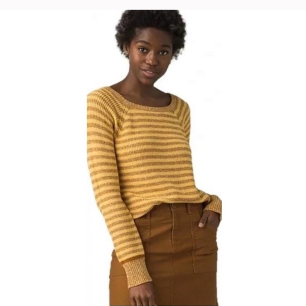 Prana Grady yellow stripe sweater s